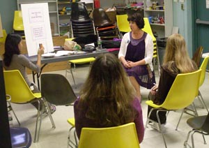 Beckie Weinheimer speaks at Windsor Park Branch Library in NY